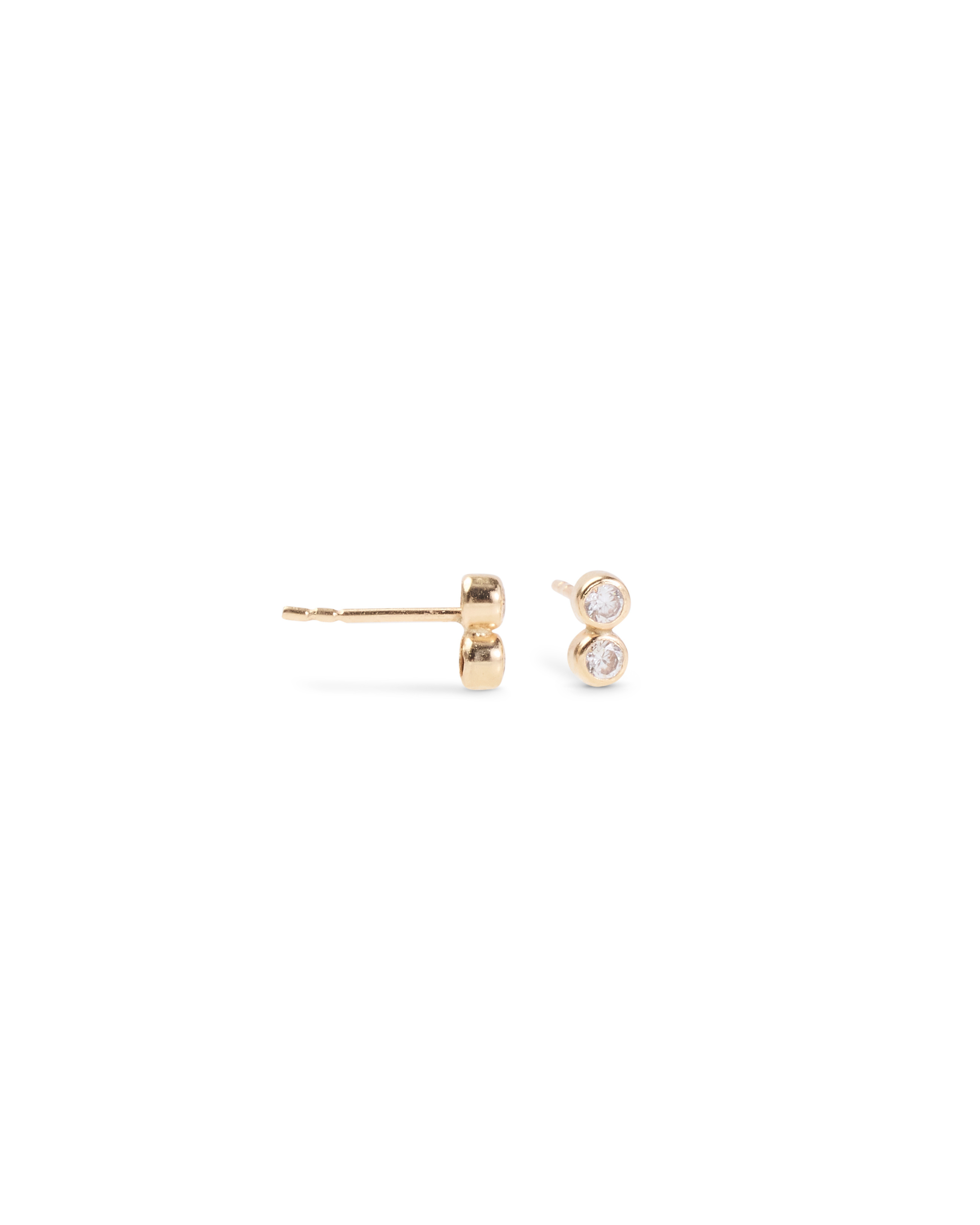 14k Diamond Double Bezel Studs