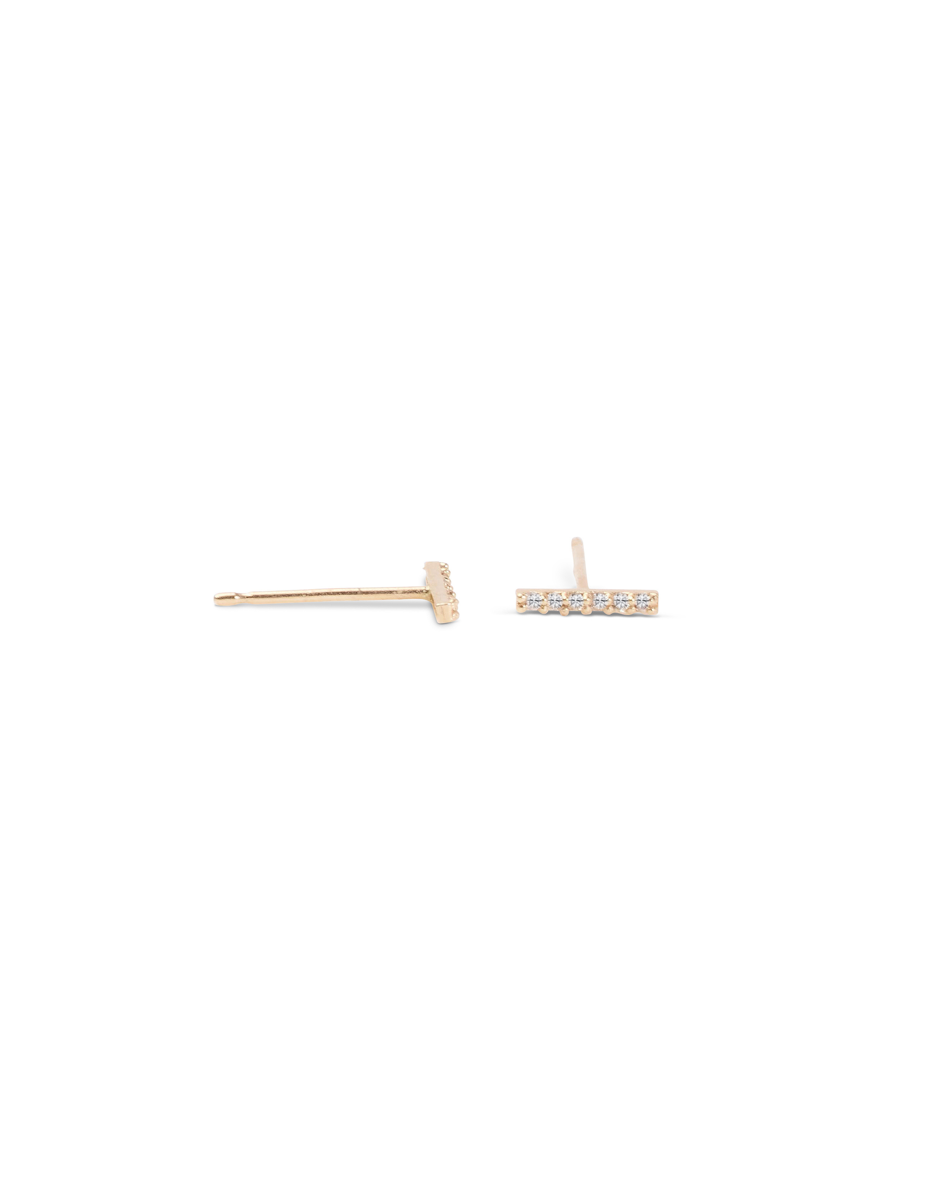 14k Diamond Bar Studs