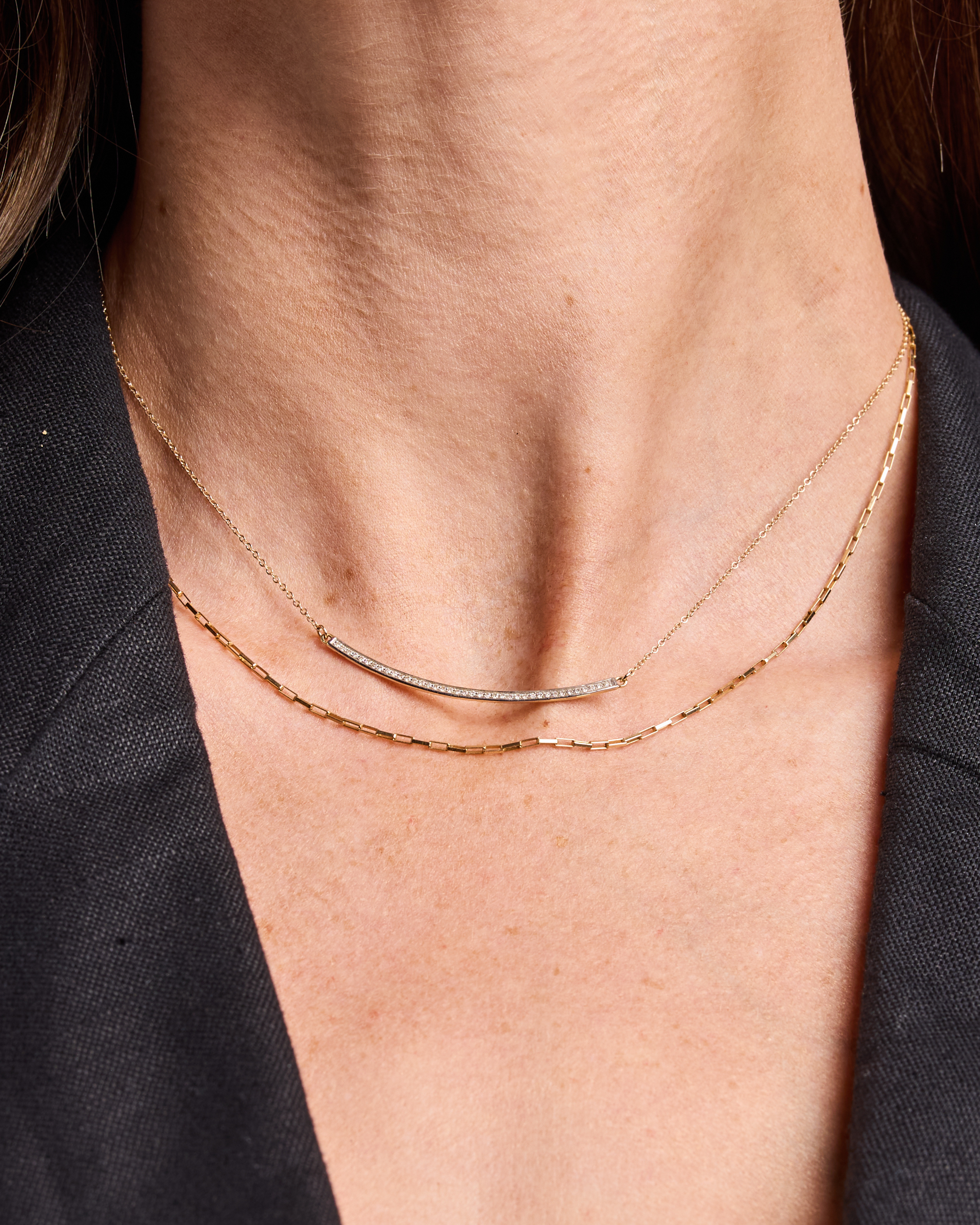 The Diamond Curved Bar Necklace