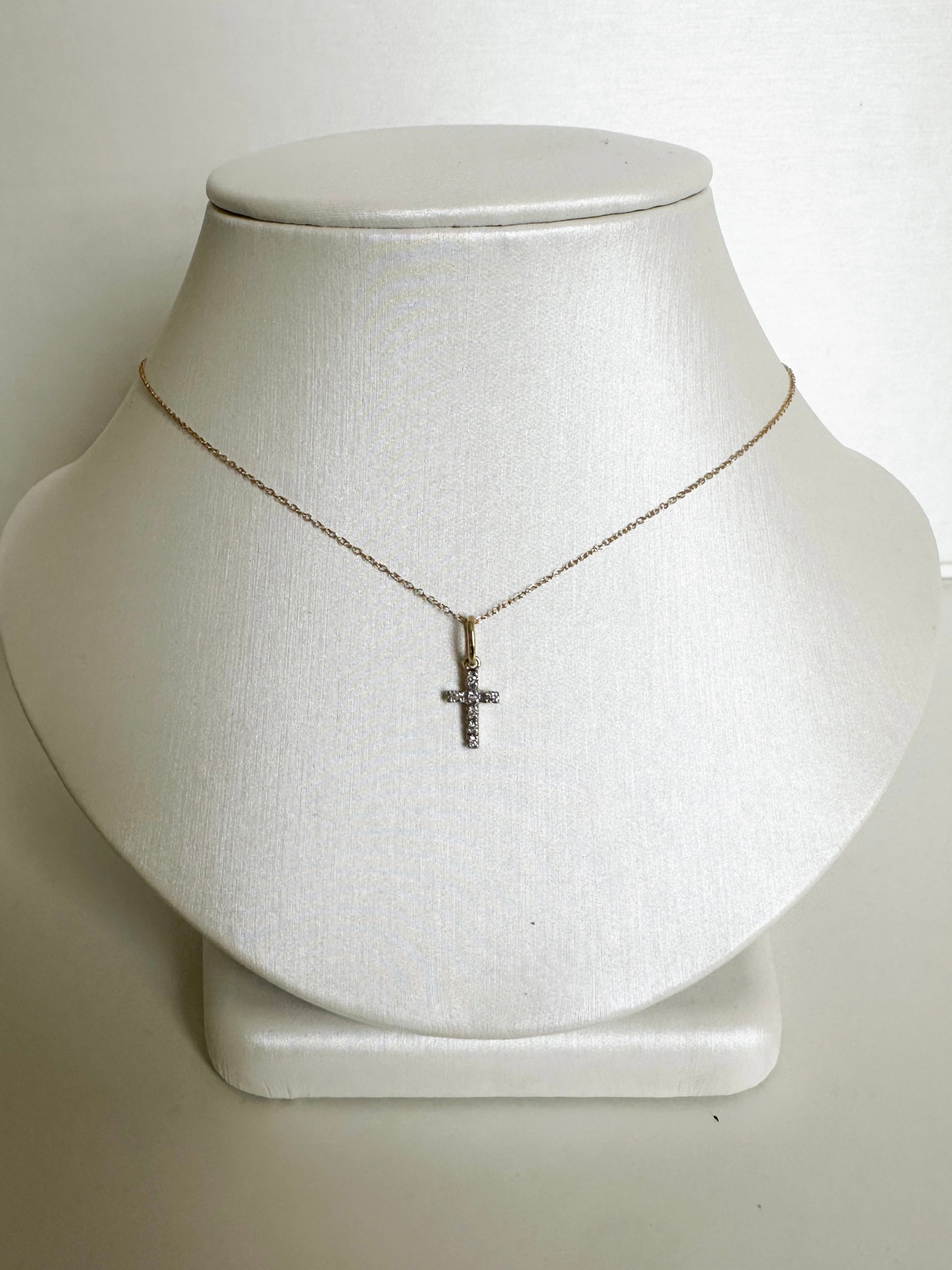 Tiny Diamond Cross Necklace